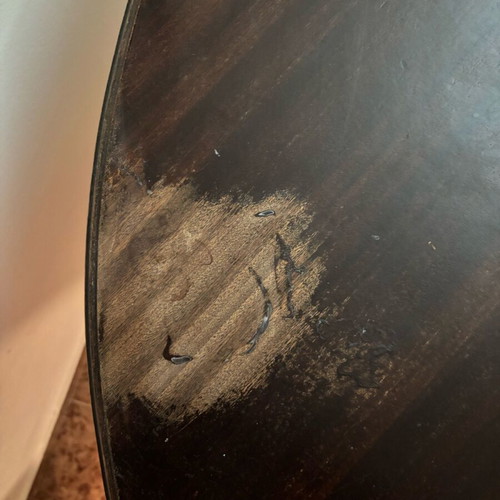 Round table used, solid wood with brass details