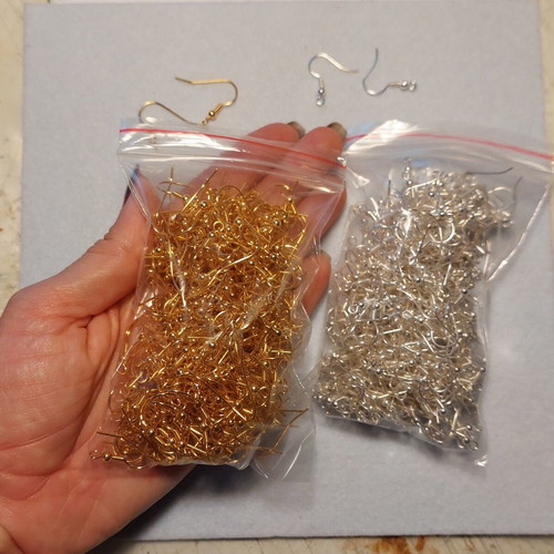 Earring hooks gold and silver, new, 2 bags