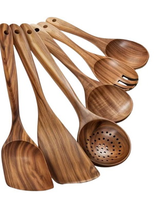 Wooden cooking utensils set 6 pieces new