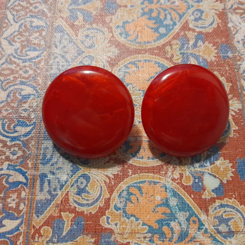 Earrings clip-on, like new, red