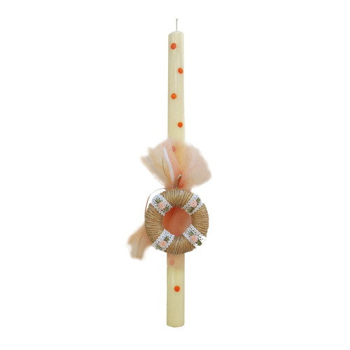 Polka Dot Candle With Decorative Burlap Wreath New