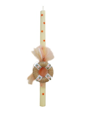 Polka Dot Candle With Decorative Burlap Wreath New