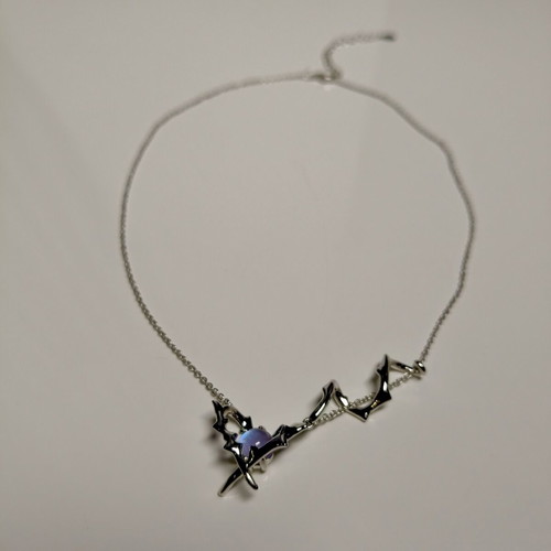 Celestial Silver S925 Moon Necklace with Opalite Stone, New