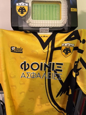 AEK Football Jersey 1993-1994 Authentic with Stadium Model