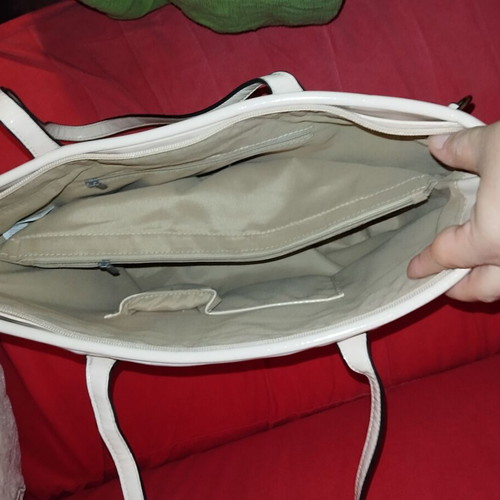 Shoulder bag used striped white/salmon spring