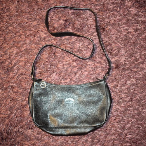 Longchamp leather black crossbody bag like new