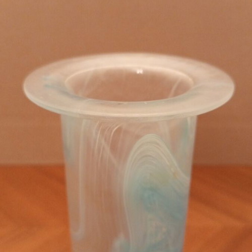 Art Glass decorative vase, blue/white opal glass Murano style