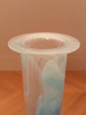 Art Glass decorative vase, blue/white opal glass Murano style