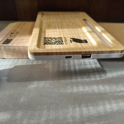 Bamboo desk organizer with 15W wireless charger and gift