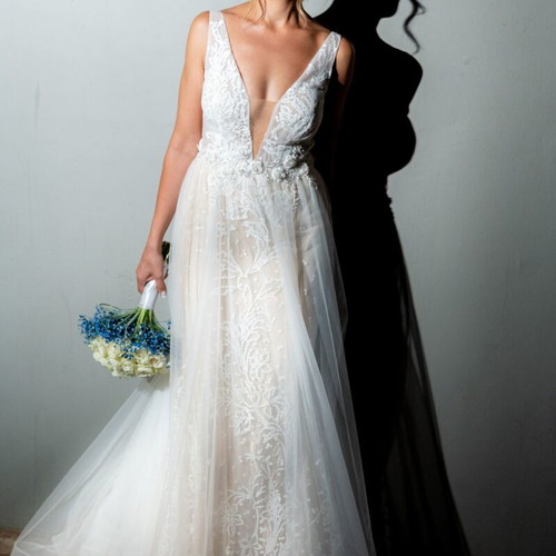 Primalicia wedding dress like new, size 10, white and beige