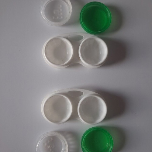 Contact lens case set of 2 new, white and green