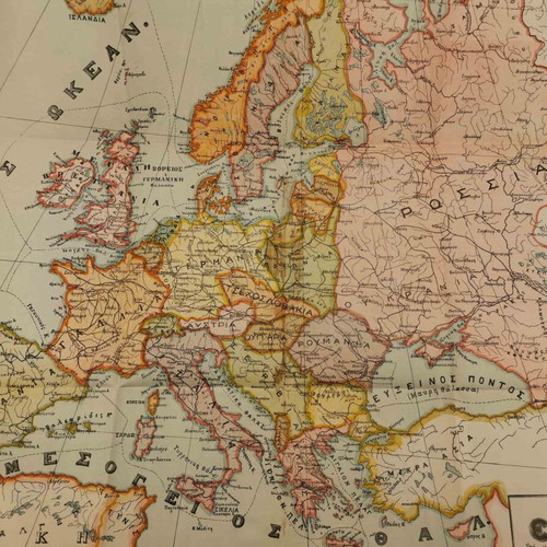 Maps of Europe, Asia, America used, set of 3, 1932 edition