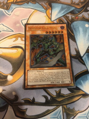 Inzektor Giga-Mantis Yu-Gi-Oh card used, damaged condition, Ultimate Rare