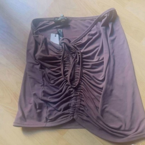Bubblegun brown skirt with ruching, new with tags