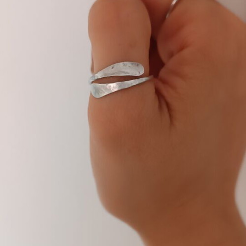 Set of 3 handmade adjustable rings, silver color