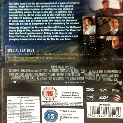 Body of Lies DVD new, action movie with subtitles