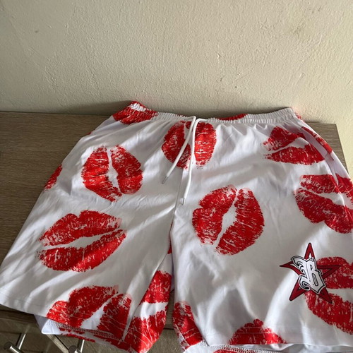 Men's swimwear new, size S, white with red lips print