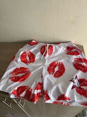 Men's swimwear new, size S, white with red lips print