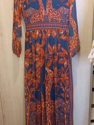 Dress with blue and orange shades like new, size M