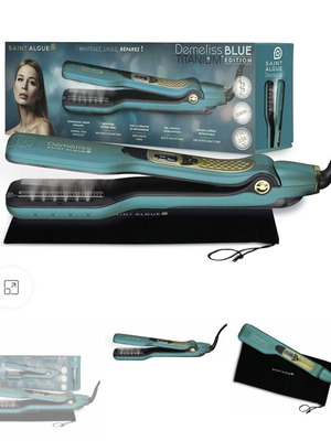 Saint Algue Demeliss Titanium Blue Edition 250W Professional Steam Hair Straightener like new
