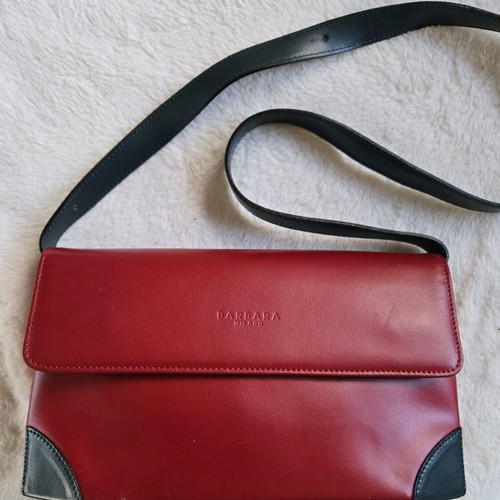 Barbara Milano leather bag new, shoulder, burgundy with gray
