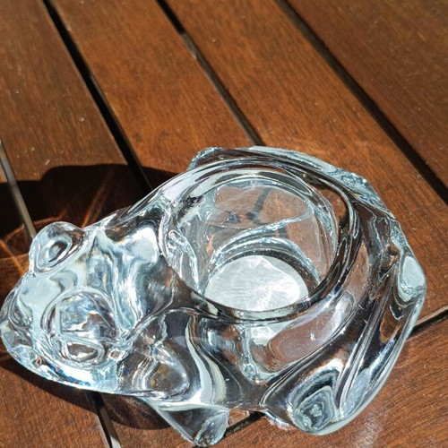 Frog candle holder like new, crystal symbol of abundance and wealth