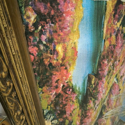 Oil painting 120x60 with wooden frame and frame damages