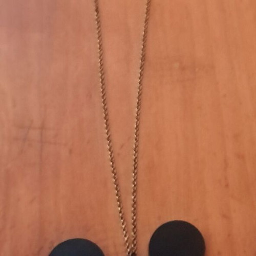 Necklace with shiny black Mickey pendant and gold chain made to order