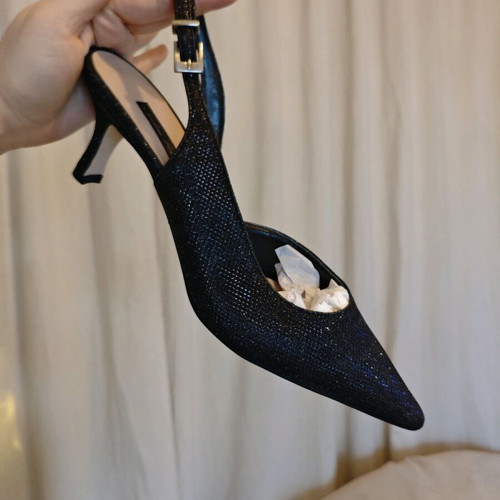 Black glitter sling-back heels size 41 like new