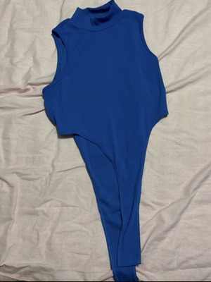 SHEIN μπλε κορμάκι Large σαν καινούργιο, ribbed με ανοιχτή πλάτη