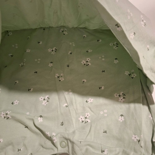 Mangoon romper dress/shorts 6-9 months new, sage green with headband