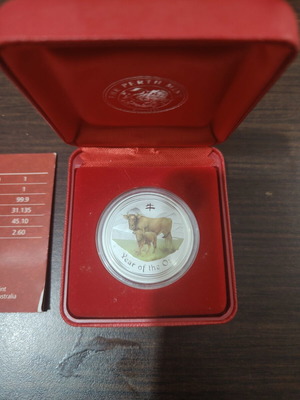 2009 Year of the Ox 1oz Silver Coloured Edition Series II Perth Mint coin new