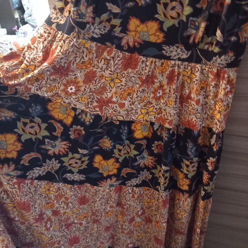 BonPrix maxi dress like new, floral black, organic cotton, sizes 48-50