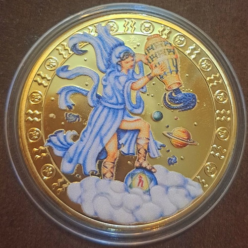 Gold-plated Aquarius commemorative metal medal new