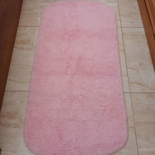 Pink bathroom rug, 100% cotton, German origin