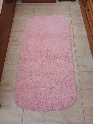 Pink bathroom rug, 100% cotton, German origin