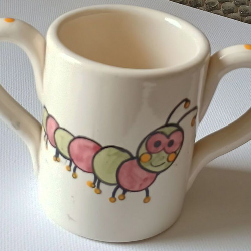 Ladybug mug new, hand painted earthenware for toddlers