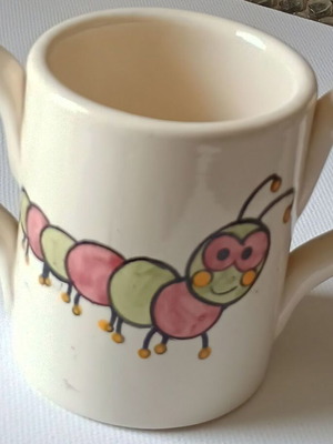 Ladybug mug new, hand painted earthenware for toddlers