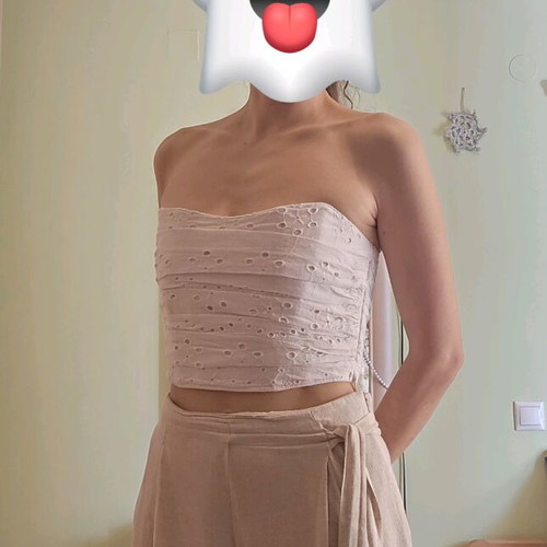 Zara white bustier with embroidery like new