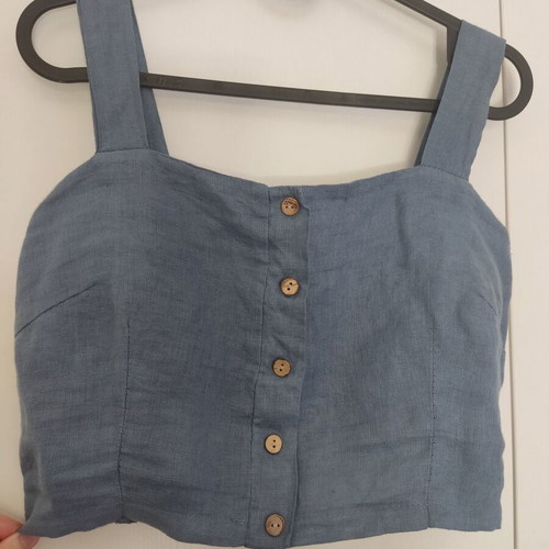Linen set top shorts bermuda blue like new, small