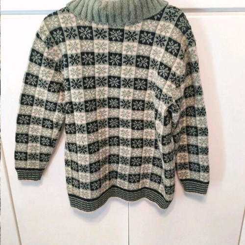 Kookai knitted wool sweater used, black and green
