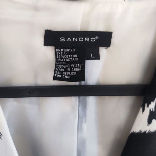 Sandro summer jacket like new, black and white, size L