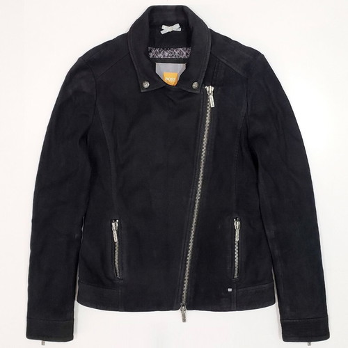 Hugo Boss Orange Jamela women's suede leather jacket used, size S-M, black