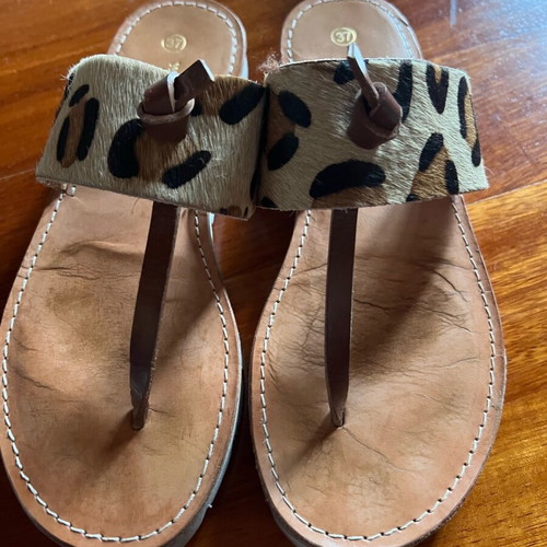 Wall Street women's sandals used, pony animal print, size 37