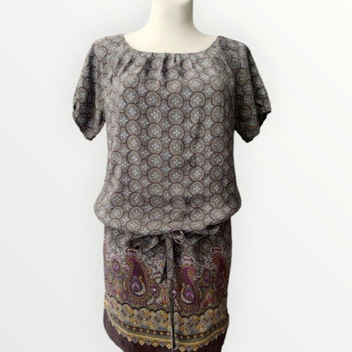 Silk boho dress like new, size M, multicolor
