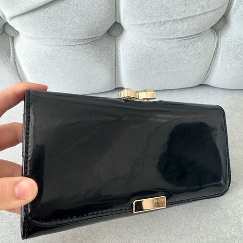 Black patent leather clutch wallet like new