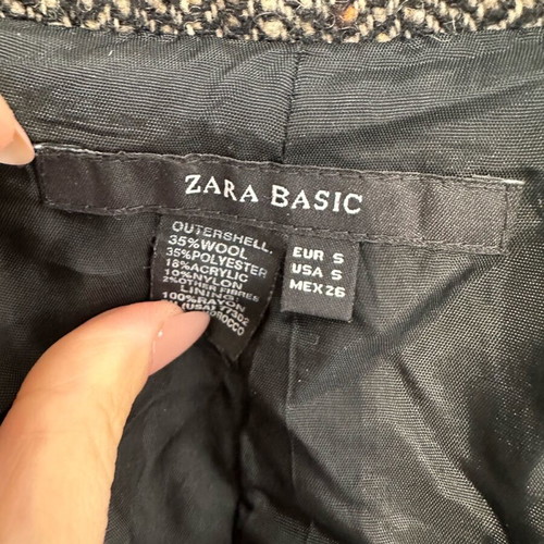 Zara wool blazer used, brown herringbone pattern