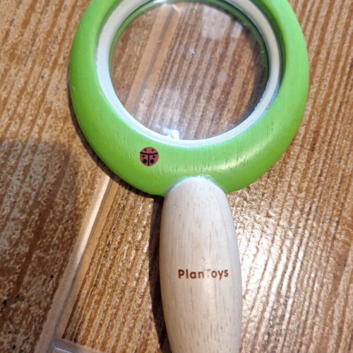 Wooden children's magnifying glass like new, leaf design