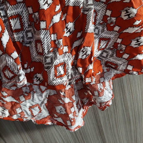 Bsb top used with ethnic pattern and asymmetric cut