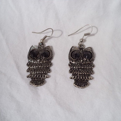 Owl earrings like new, silver